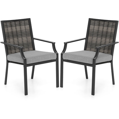 Stackable Wicker Patio Dining Chairs Set of 2 with Cushions