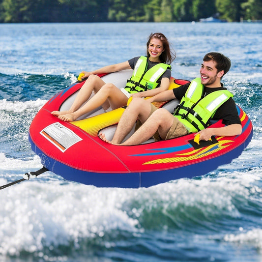 1 or 2 Person Inflatable Towable Tube for Boating with Drainage
