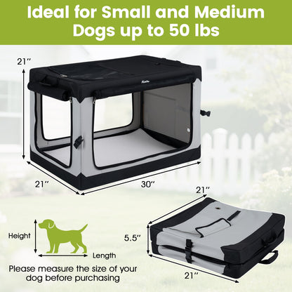 Collapsible Soft Dog Crate with 4 Mesh Doors - Large