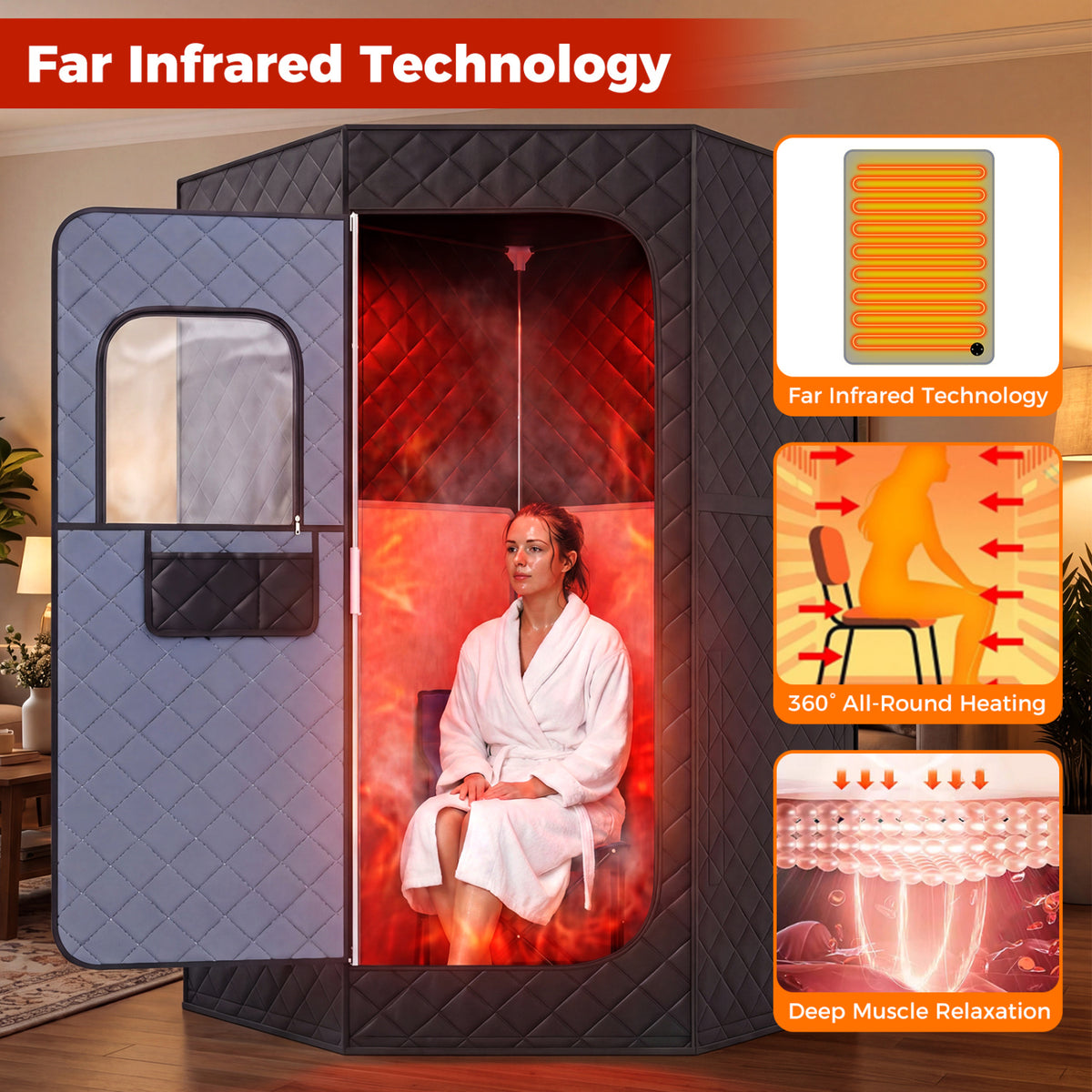Portable Infrared Sauna Tent with Carbon Heaters - Full Body