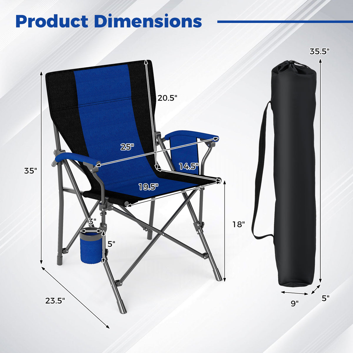 Folding Camping Chair with Cup Holder - 350 lb Capacity