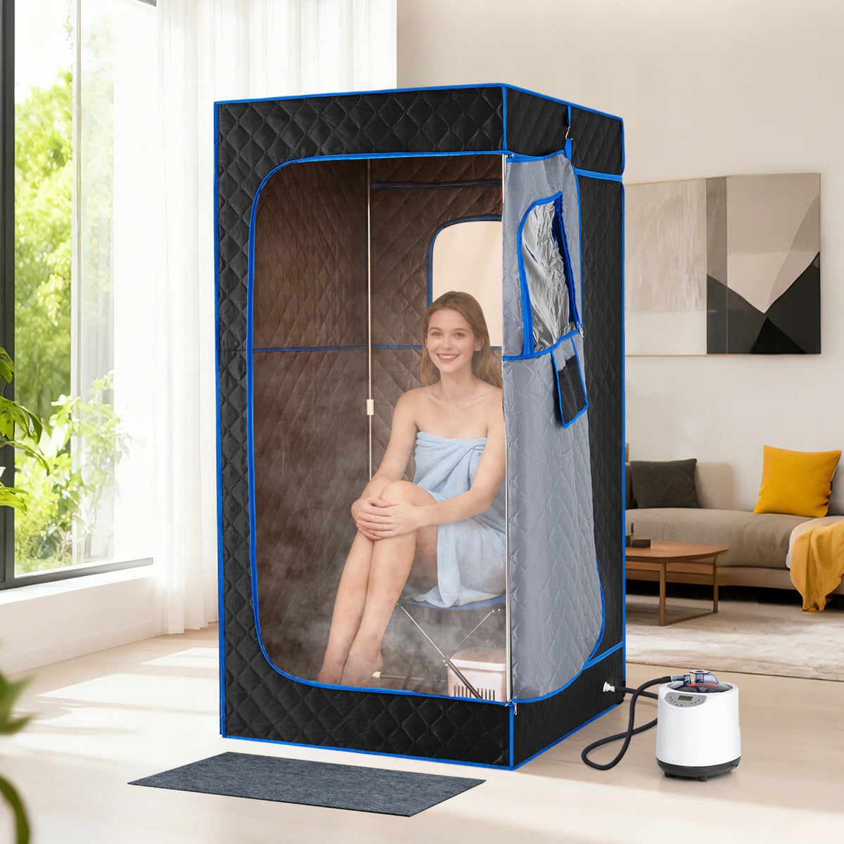 Portable Steam Sauna Box with 1200W Steamer & Chair