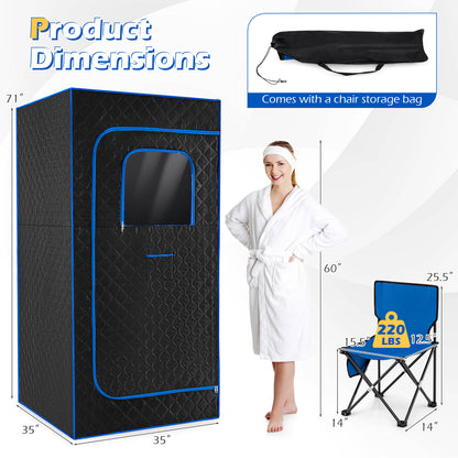 Portable Steam Sauna Box with 1200W Steamer & Chair