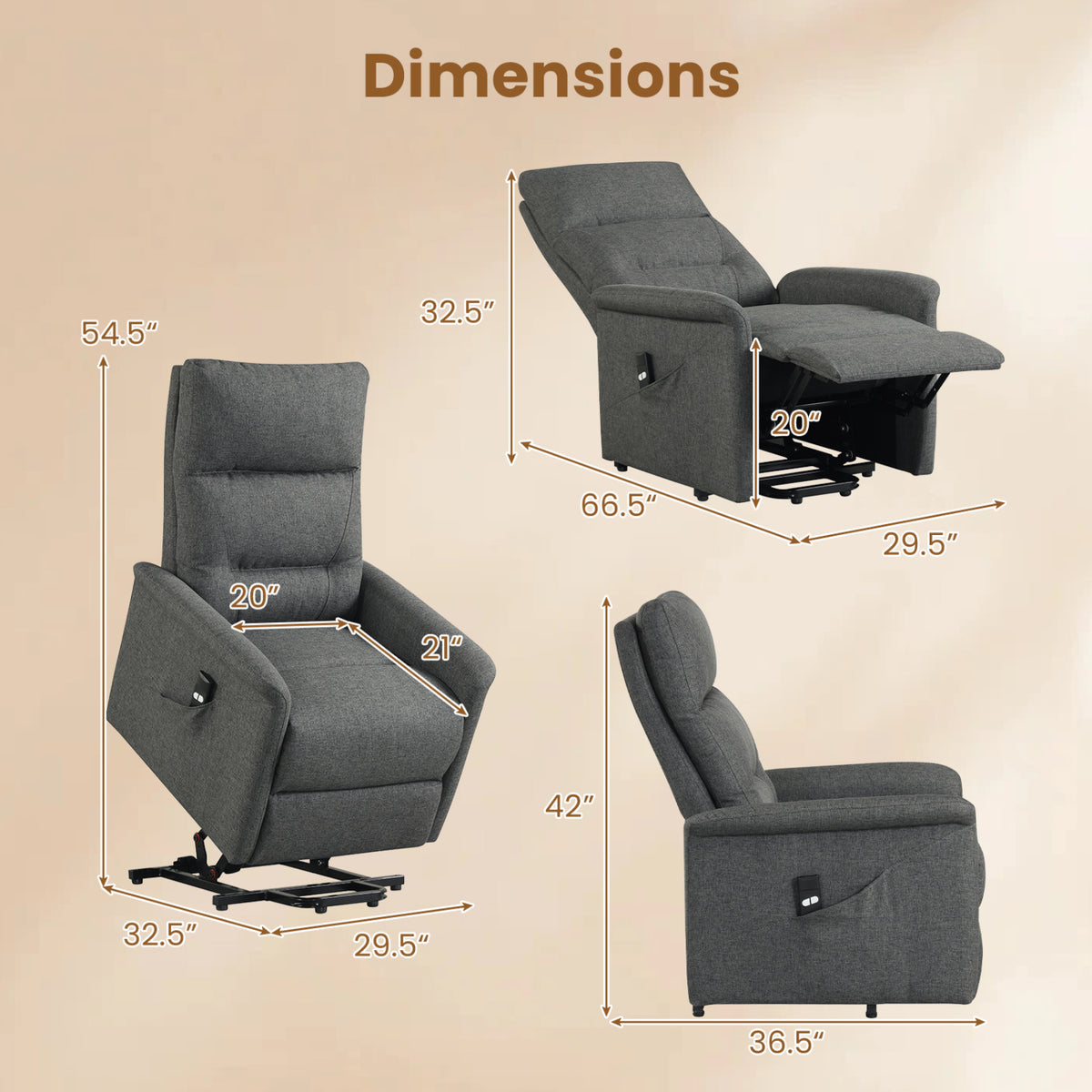 Power Lift Recliner Chair with Remote Control for Elderly