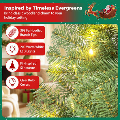 Pre-Lit Artificial Christmas Tree with 200/500 Warm White LED Lights-S
