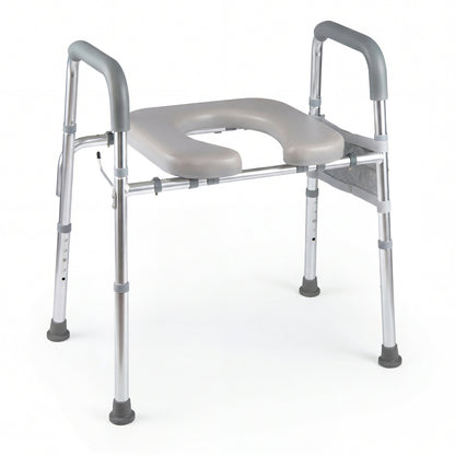 Raised Toilet Seat with Padded Handles and Adjustable Height