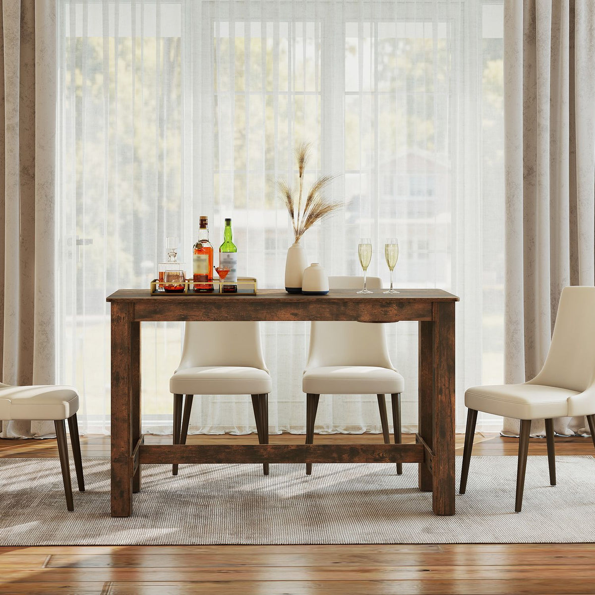 Rectangular Farmhouse Kitchen Table for Dining Room and Kitchen