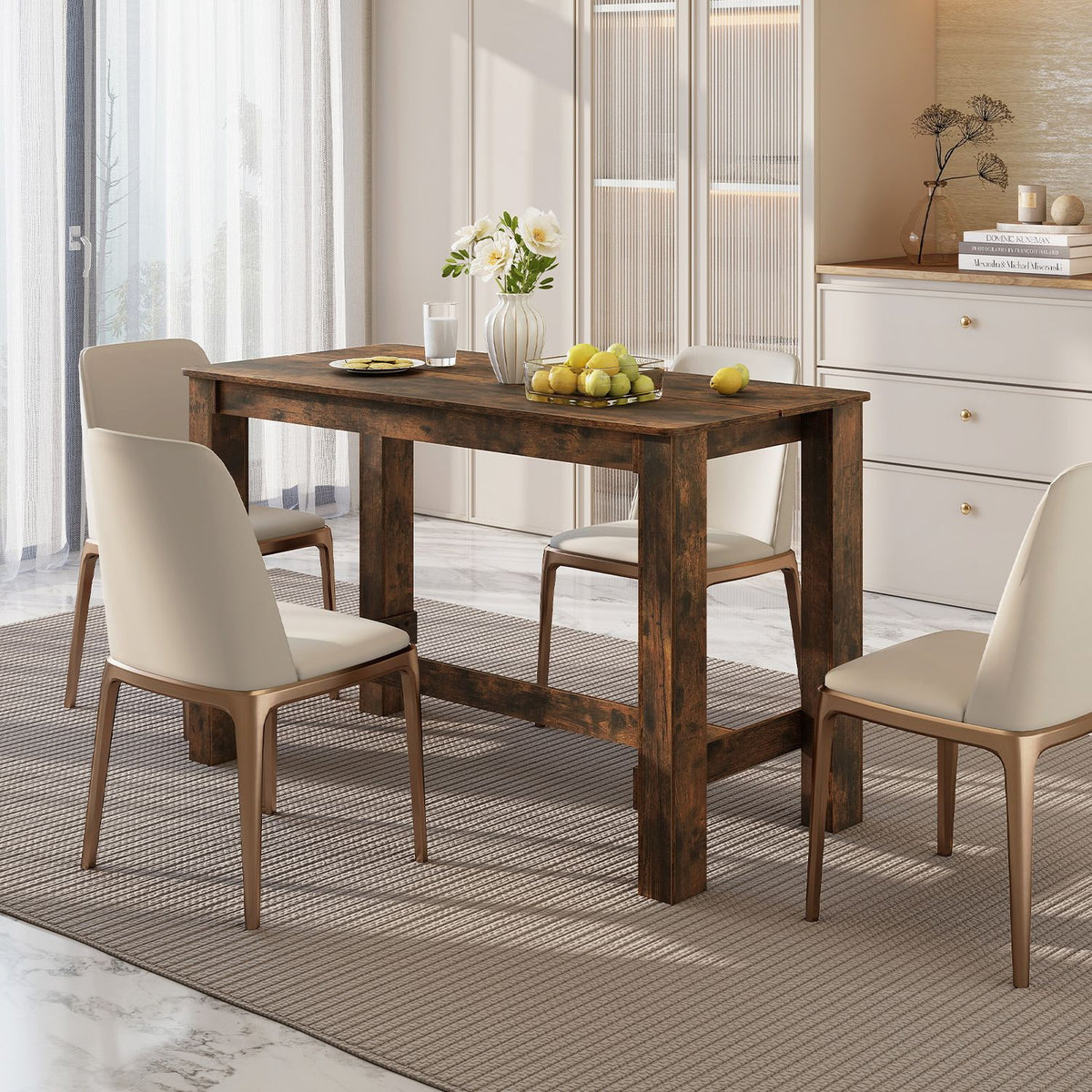 Rectangular Farmhouse Kitchen Table for Dining Room and Kitchen