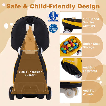 Ride On Car with Flashing Wheels Front Light and Music Speaker for Age 3+ Years Old