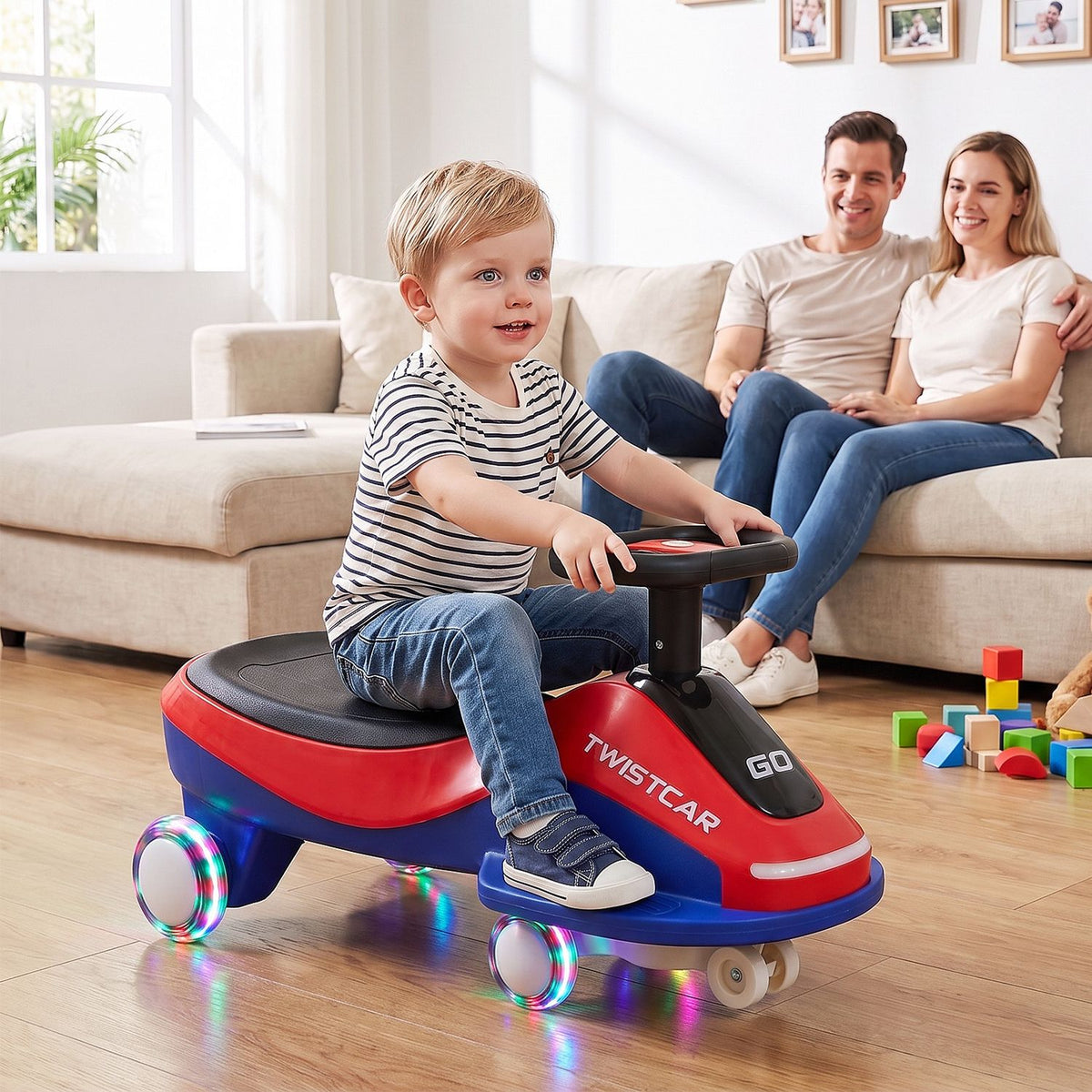 Ride On Car with Flashing Wheels Front Light and Music Speaker for Age 3+ Years Old