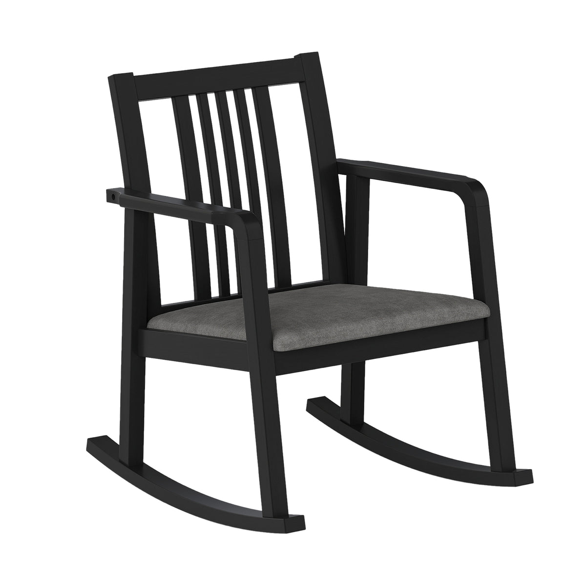 Rocking Chair with Slatted Back and Curved Armrests