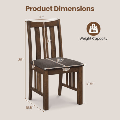 Dining Chairs Set of 2 with Slat Back and Padded Seats