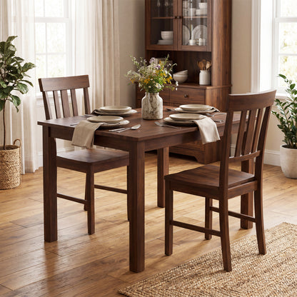 Rubber Wood Dining Chairs Set of 4 with High Slat Backrests