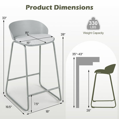 Counter Height Bar Stools Set of 2 with Curved Backrest