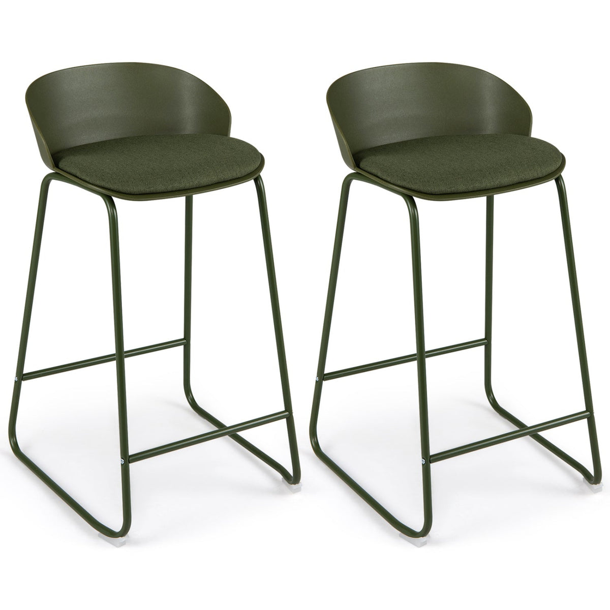 Counter Height Bar Stools Set of 2 with Curved Backrest