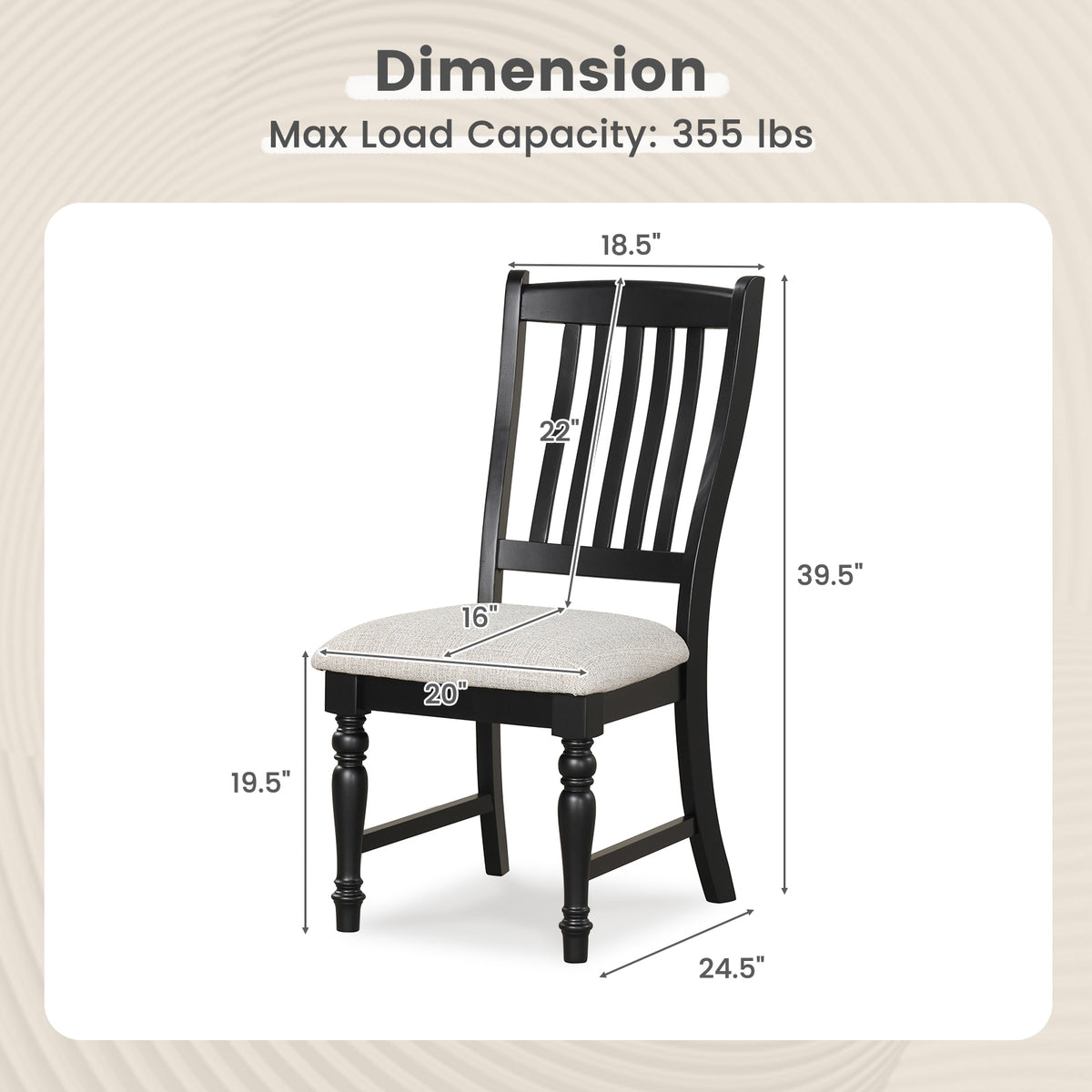 Dining Chairs Set of 2 with Solid Wood Legs