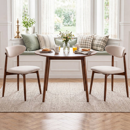 Upholstered Dining Chairs with Curved Back, Set of 2