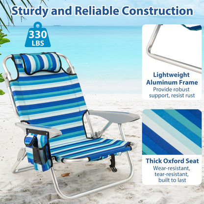 Folding Beach Chair with 4-Position Adjustable Backrest