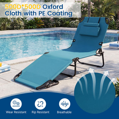 Folding Tanning Chair with Face Hole & 3 Pillows - Set of 2