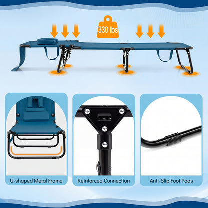 Folding Tanning Chair with Face Hole & 3 Pillows - Set of 2