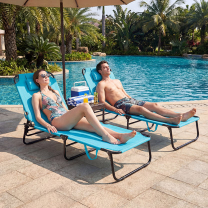 Folding Tanning Chair with Face Hole & 3 Pillows - Set of 2