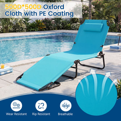 Folding Tanning Chair with Face Hole & 3 Pillows - Set of 2