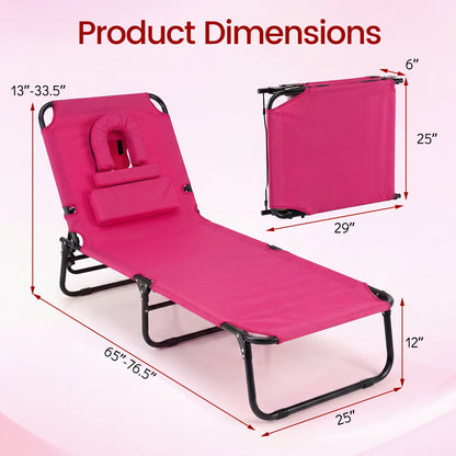 Folding Tanning Chair with Face Hole & 3 Pillows - Set of 2