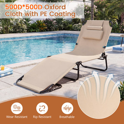 Folding Tanning Chair with Face Hole & 3 Pillows - Set of 2