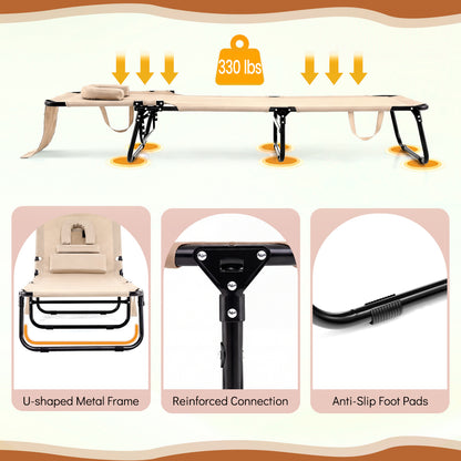 Folding Tanning Chair with Face Hole & 3 Pillows - Set of 2