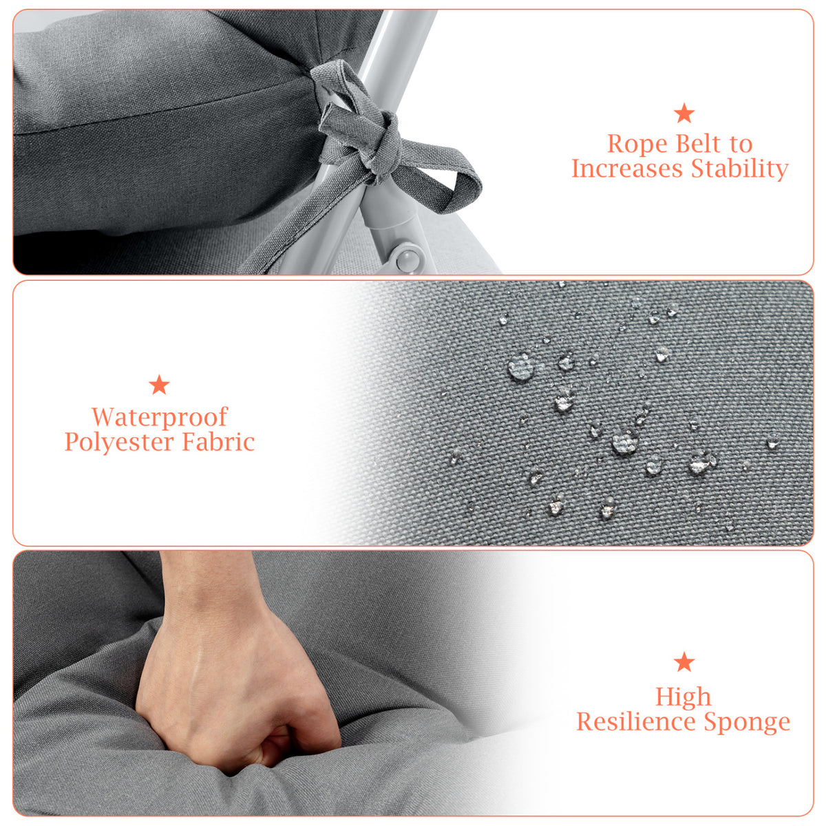 High Back Chair Cushion Set of 2 with Adjustable Height