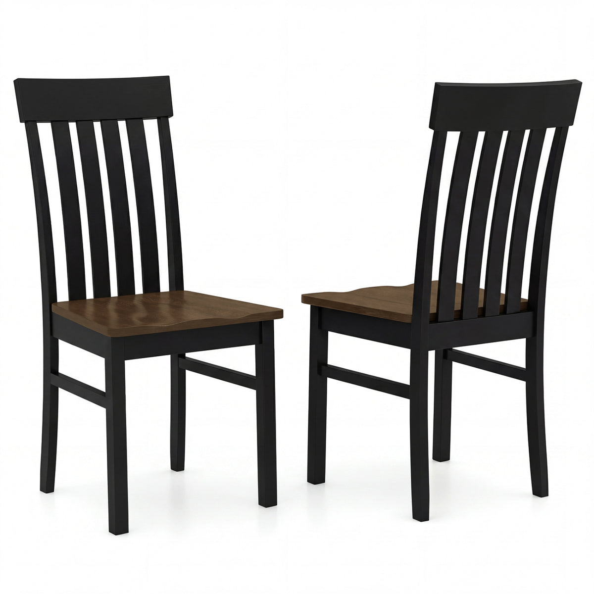 Dining Chairs with Slatted High Backrest, Set of 2