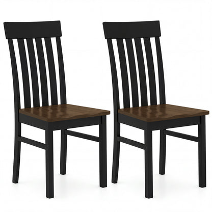 Dining Chairs with Slatted High Backrest, Set of 2