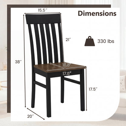 Dining Chairs with Slatted High Backrest, Set of 2