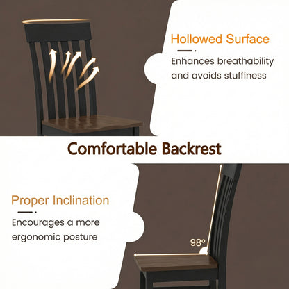 Dining Chairs with Slatted High Backrest, Set of 2