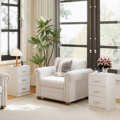 Set of 2 Nightstand with Charging Station End Table with 3 Storage Drawers Bedside Table for Bedroom