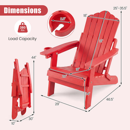 Folding Adirondack Chairs Set of 2 with Adjustable Backrest