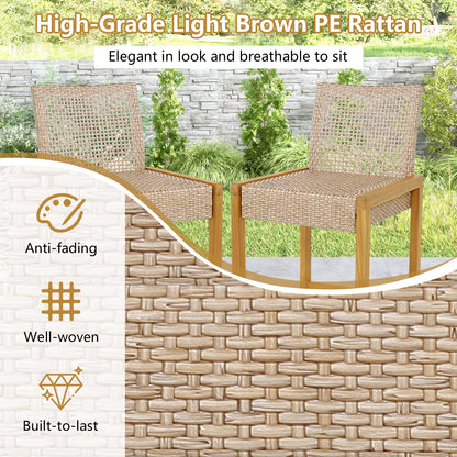 Rattan Patio Bar Stools Set of 2 with Backrest