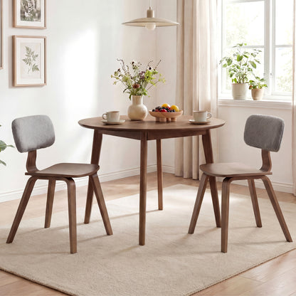 Rubber Wood Dining Chairs with Teddy Velvet Backrest, Set of 2