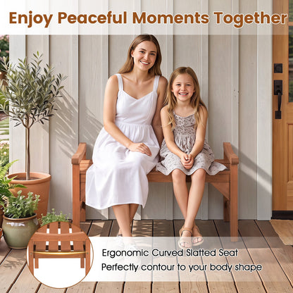 Solid Wood Backless Garden Bench Set with Support Handles