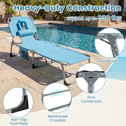 Adjustable Tanning Lounge Chair Set of 2 with Face Hole