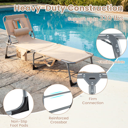 Adjustable Tanning Lounge Chair Set of 2 with Face Hole