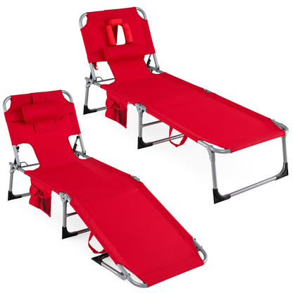 Adjustable Tanning Lounge Chair Set of 2 with Face Hole