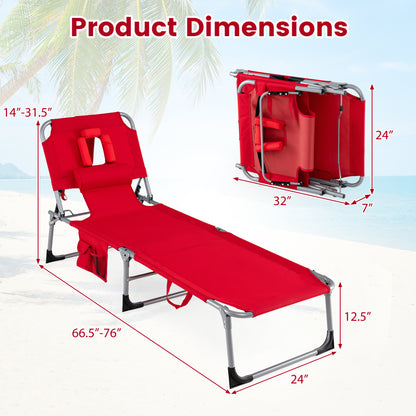 Adjustable Tanning Lounge Chair Set of 2 with Face Hole