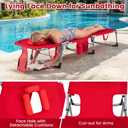 Adjustable Tanning Lounge Chair Set of 2 with Face Hole