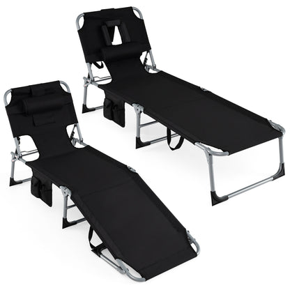 Adjustable Tanning Lounge Chair Set of 2 with Face Hole