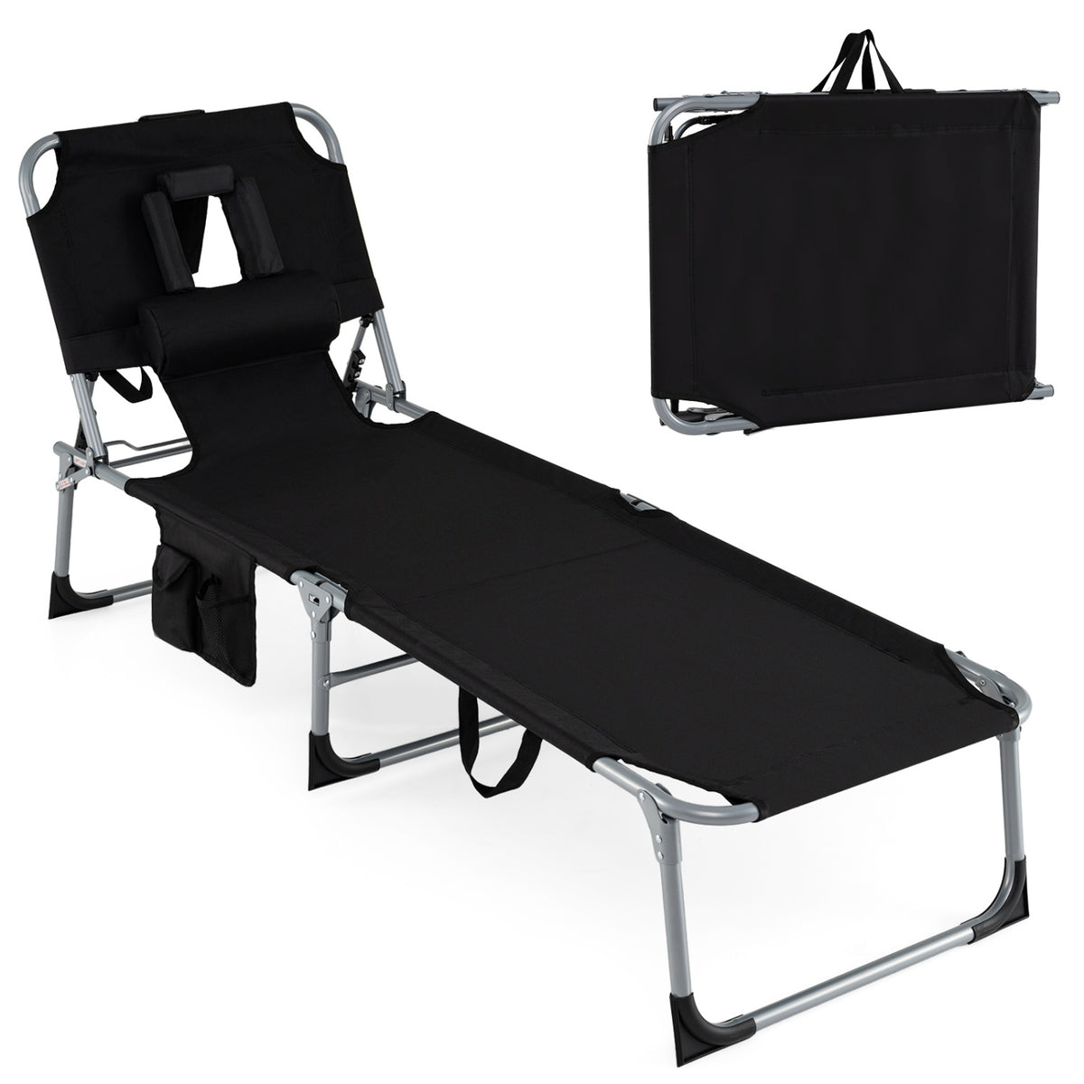 Adjustable Tanning Lounge Chair Set of 2 with Face Hole