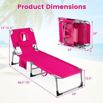 Adjustable Tanning Lounge Chair Set of 2 with Face Hole