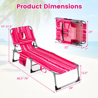 Adjustable Tanning Lounge Chair Set of 2 with Face Hole