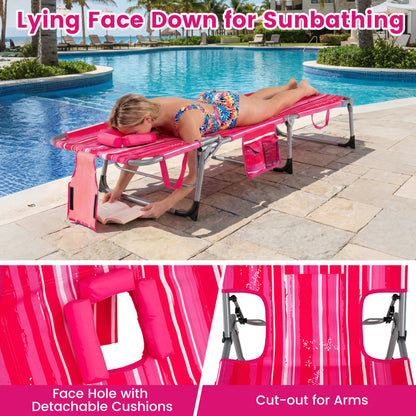 Adjustable Tanning Lounge Chair Set of 2 with Face Hole
