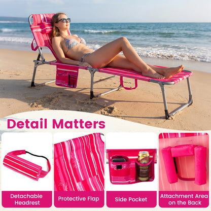 Adjustable Tanning Lounge Chair Set of 2 with Face Hole